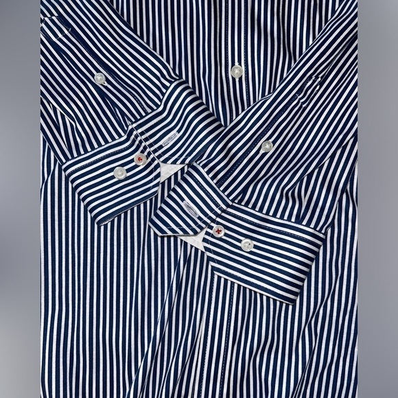 Men’s Desoto Button Down Shirt Size XL Blue/white Pinstripes 100% Cotton EUC - Picture 4 of 11